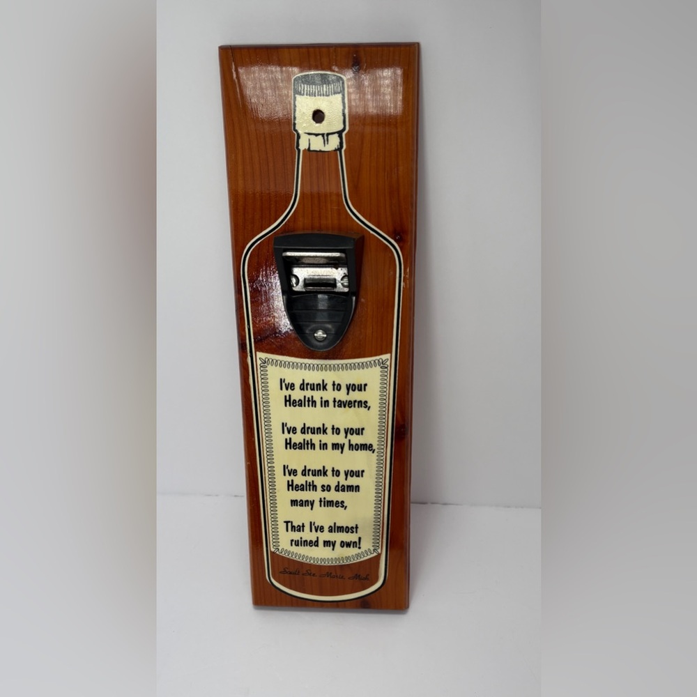 Vintage Bottle Opener Wall Mounted Retro Souvenir Sault Ste. Marle 60s Barware